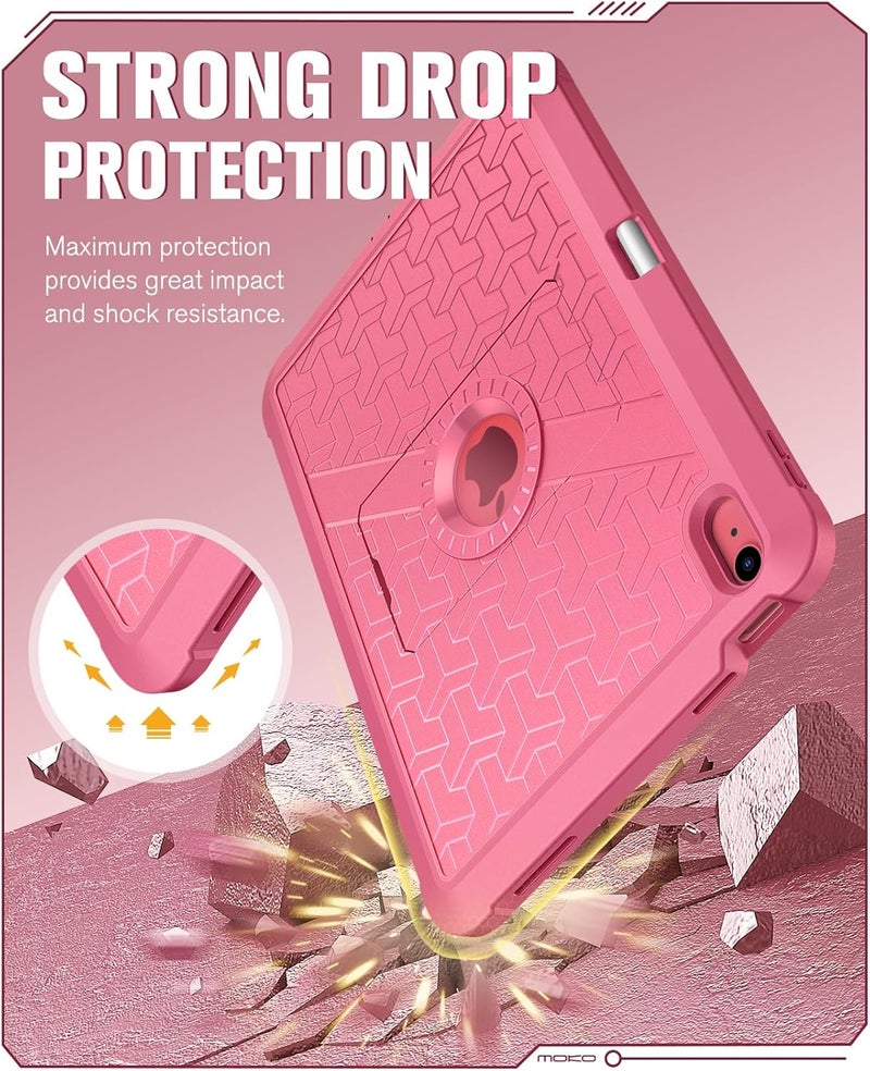 MoKo for iPad (A16) 11th/10th Generation Case 2025/2022, Heavy Duty Shockproof Dual Layer Full Body Protective Cover, Built-in Screen Protector and Kickstand for iPad 11/10.9 Inch,Watermelon Red - Image 3